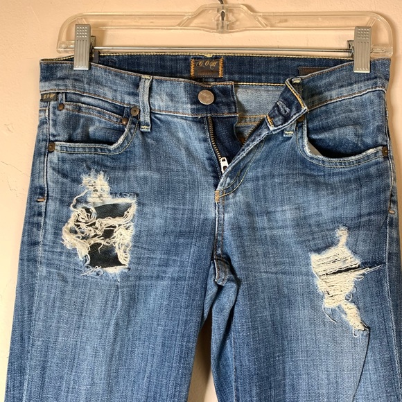 Citizens of humanity slim boot cut destressed denim jeans size 24 original $200 - Picture 9 of 10